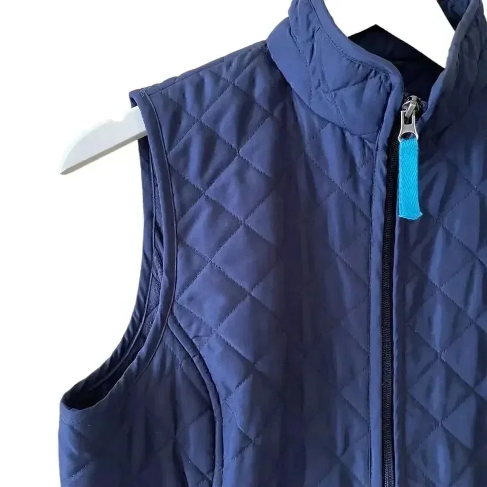 Van Heusen Navy Quilted Cozy Sleeveless Vest Full Zip Polyester SZ SP